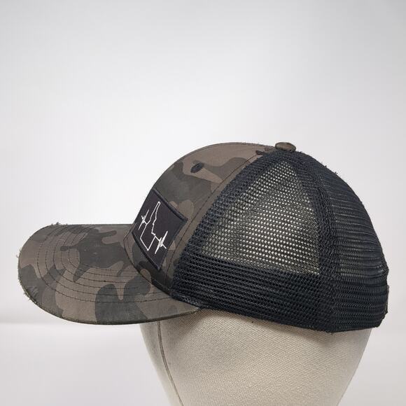Idaho Heartbeat Snapback Trucker Hat Multi One Size Adjustable Camo Mesh Back - Picture 3 of 9